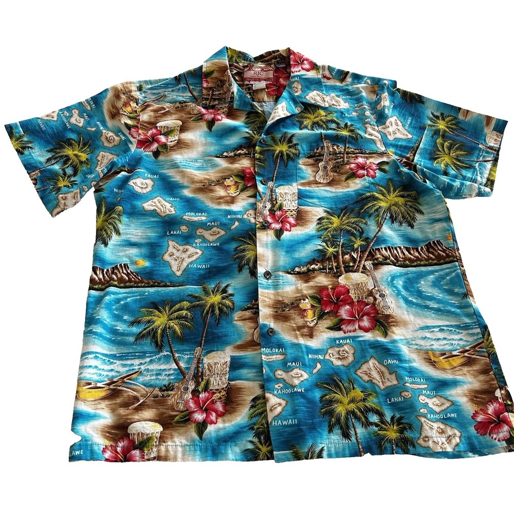 RJC Made in Hawaii USA size XL Hawaii Islands print Vacation ready